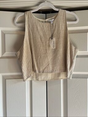 Mio Muse Cream Striped Cropped Tank Top